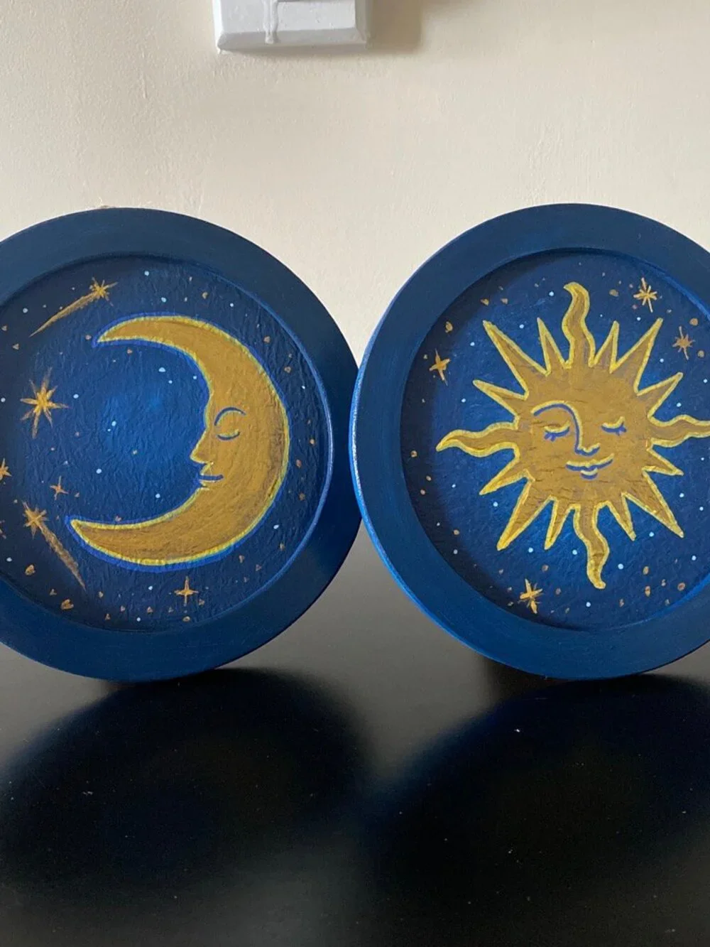 2 Celestial Sun and Moon Paintings, Whimsigoth